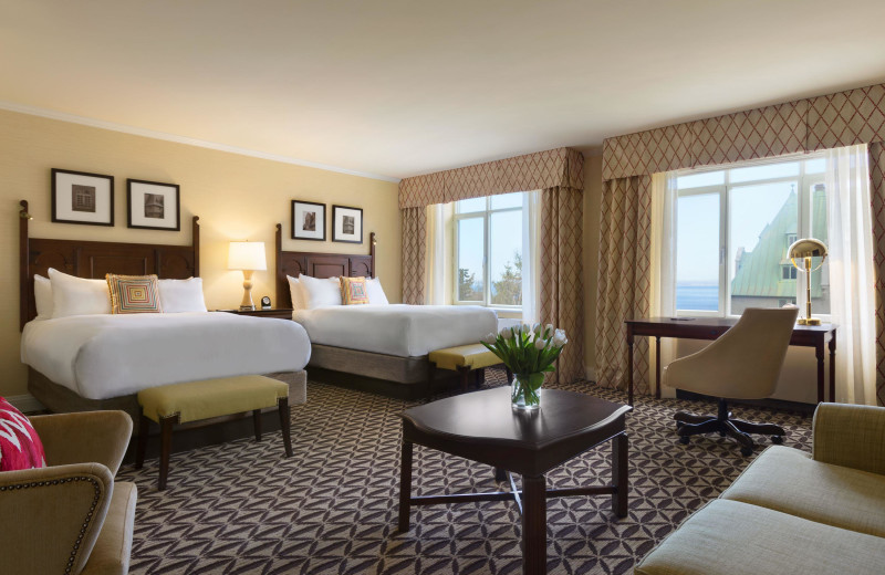 Guest room at Fairmont Le Manoir Richelieu.