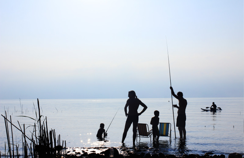 Family fishing at Dancing Bears Inn.