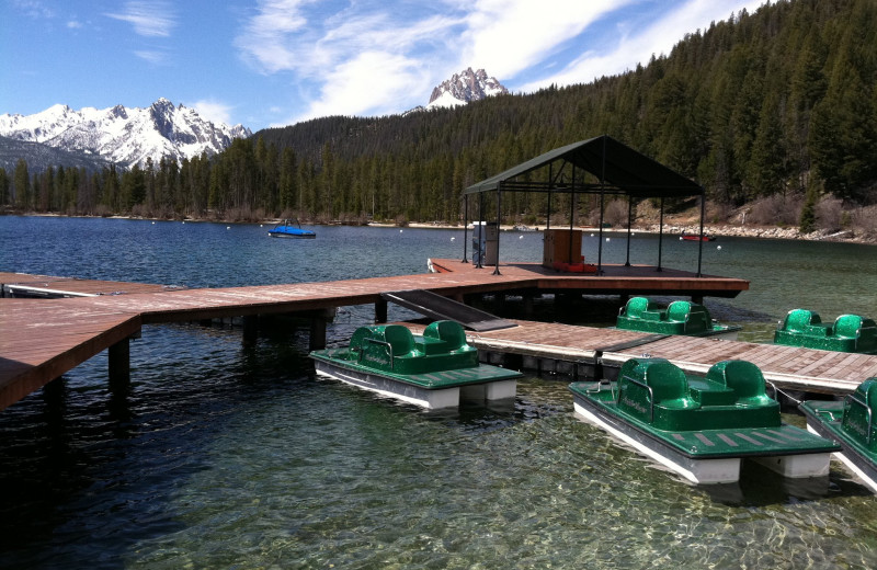 Paddle boats by the dock at Redfish Lake Lodge.