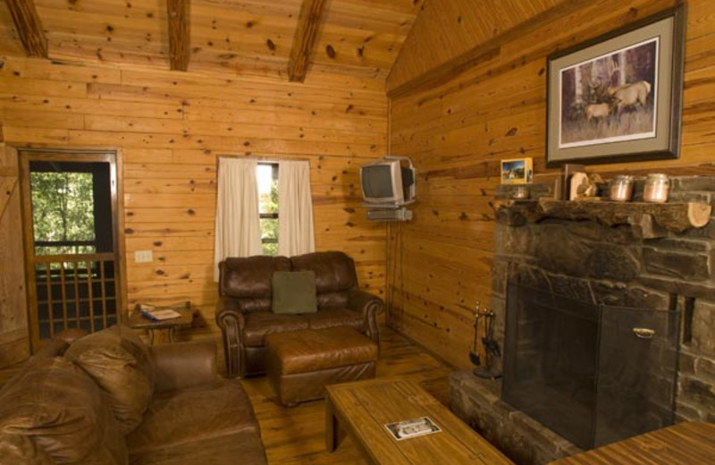 Cabin living room at Buffalo River Outfitters.