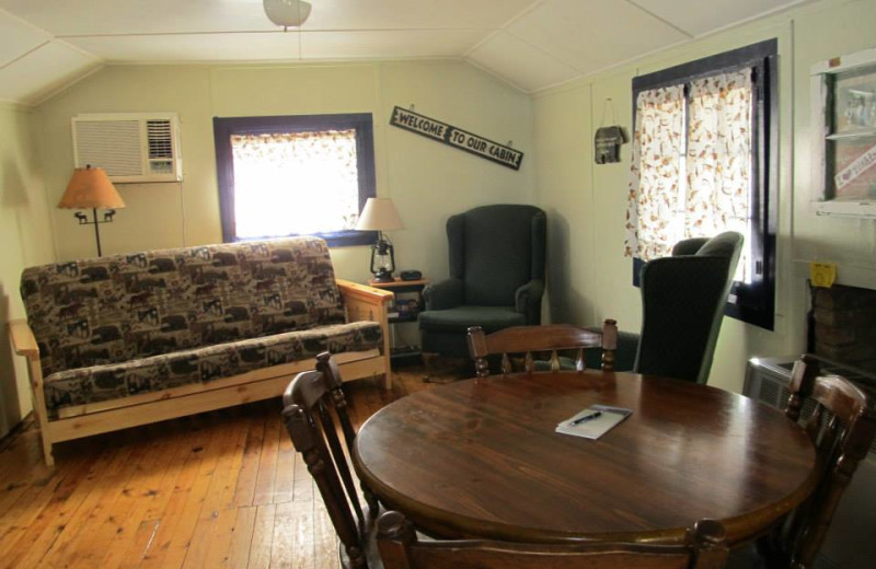 Cabin interior at Niemeyer's Rugged River Resort.