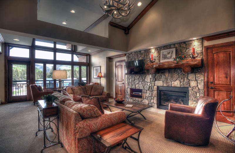 Rental living room at Lion Square Lodge.