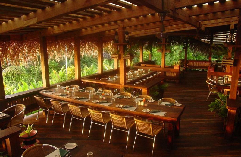 Dining at Lamanai Outpost Lodge.