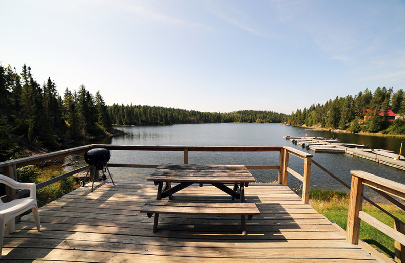 Cabin deck at Cliff Lake Resorts.