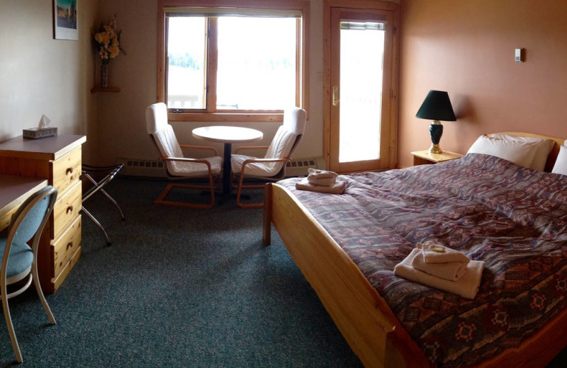 Guest room at Tyee Lake Lodge.