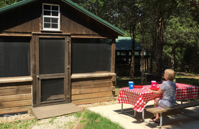 Cabin exterior at Jellystone Park at Lake Monroe.