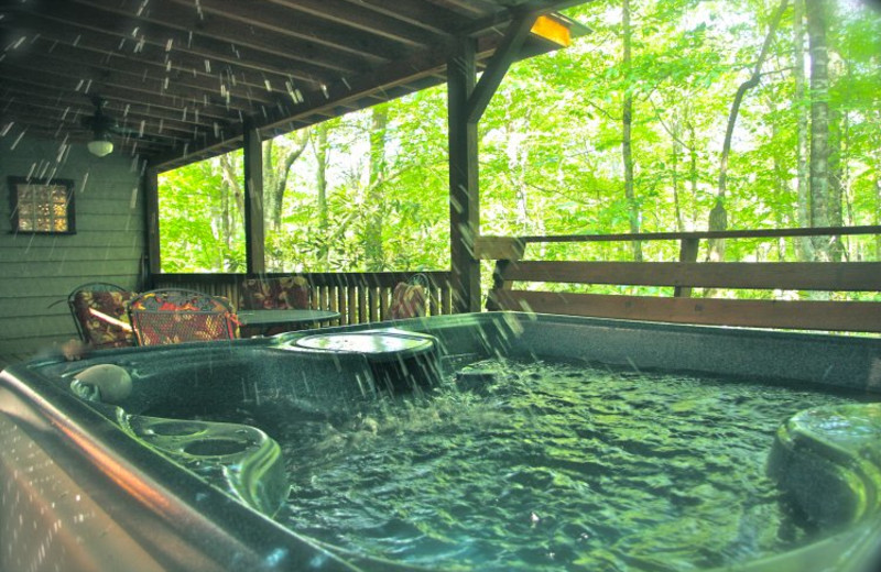 Cabin hot tub at Linville Cabins.