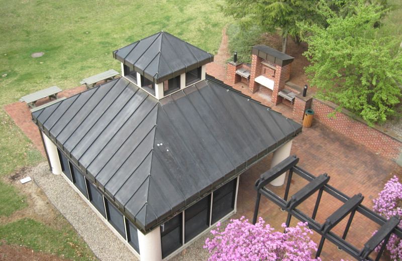 Patio exterior at Rivergreen Resort.