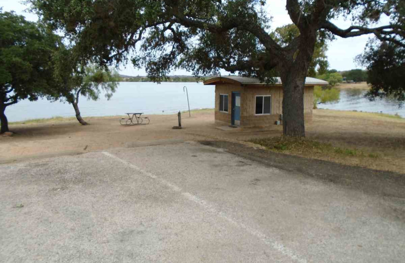 Cabin exterior at Inks Lake State Park.