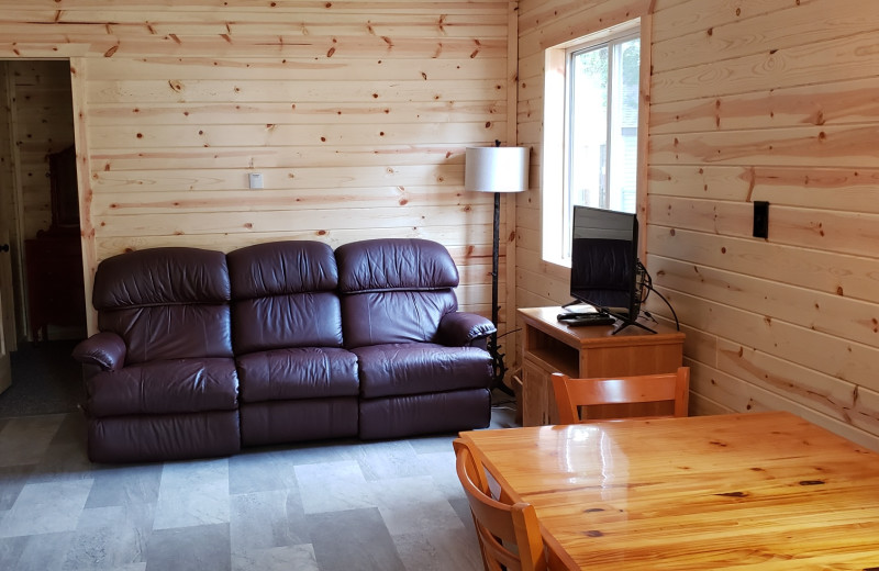 Cabin living room at Cozy Bay Resort.