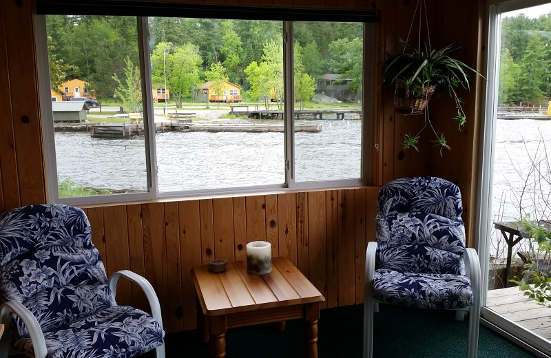 Cabin lake view at Voyageur's Sunrise Resort.