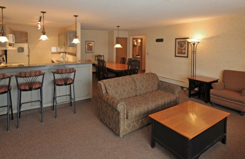 Guest room interior at Douglas Fir Resort & Chalets.