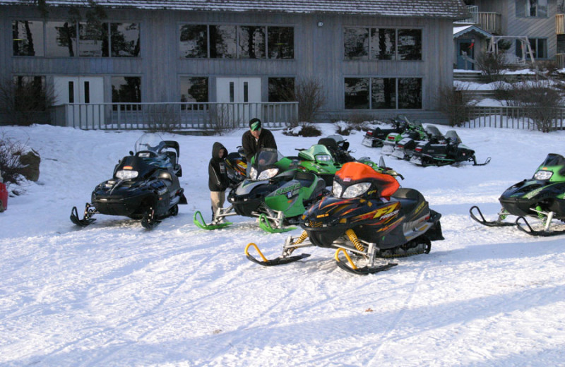 Snowmobiles at The Beacons of Minocqua.