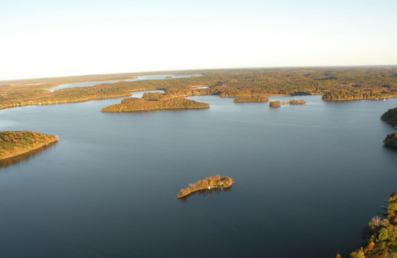 Aerial view of Sams Island Cabin.