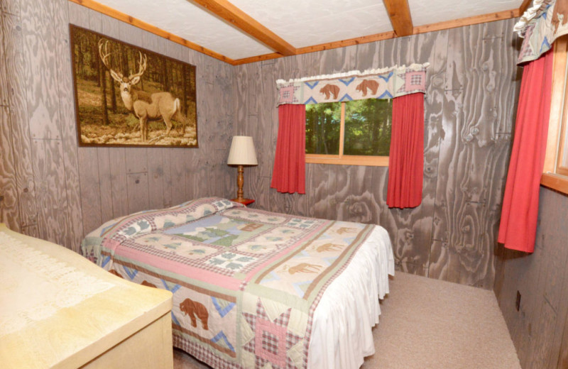 Cabin bedroom at Northland Lodge.