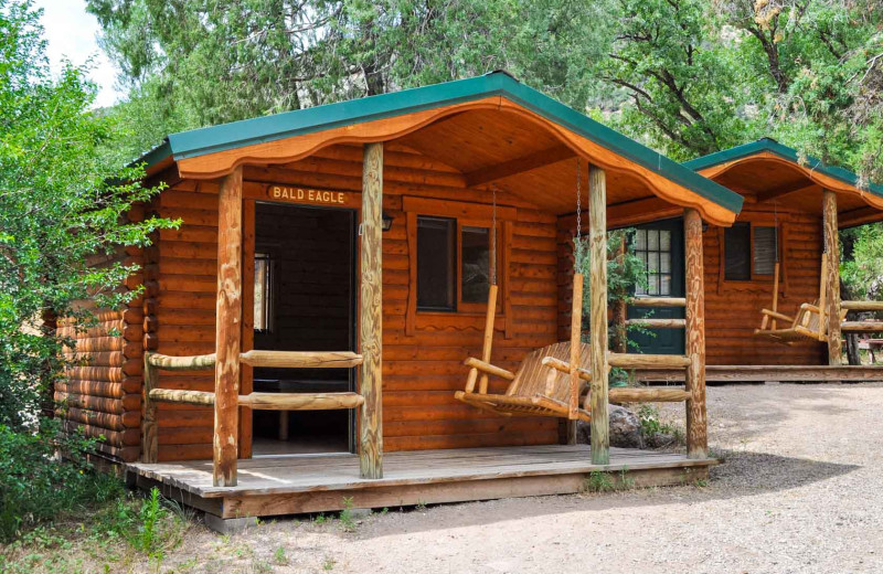 Cabin exterior at Glenwood Canyon Resort.