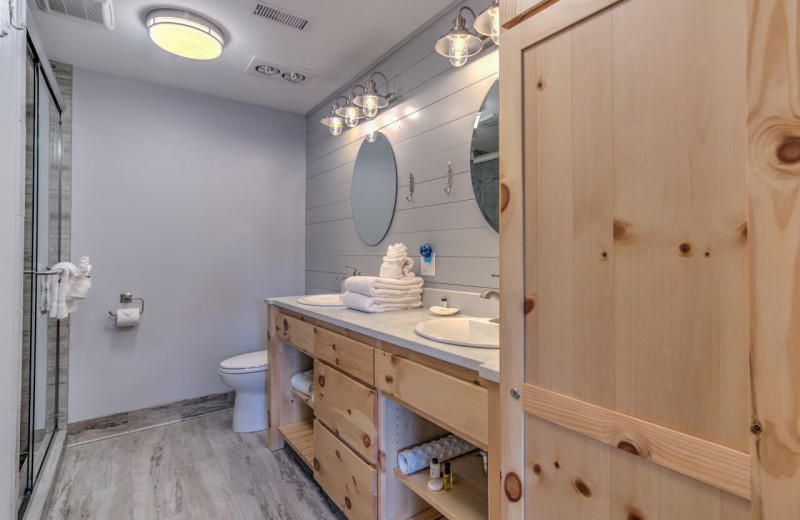 Rental bathroom at Cavalier Beachfront Condominiums.