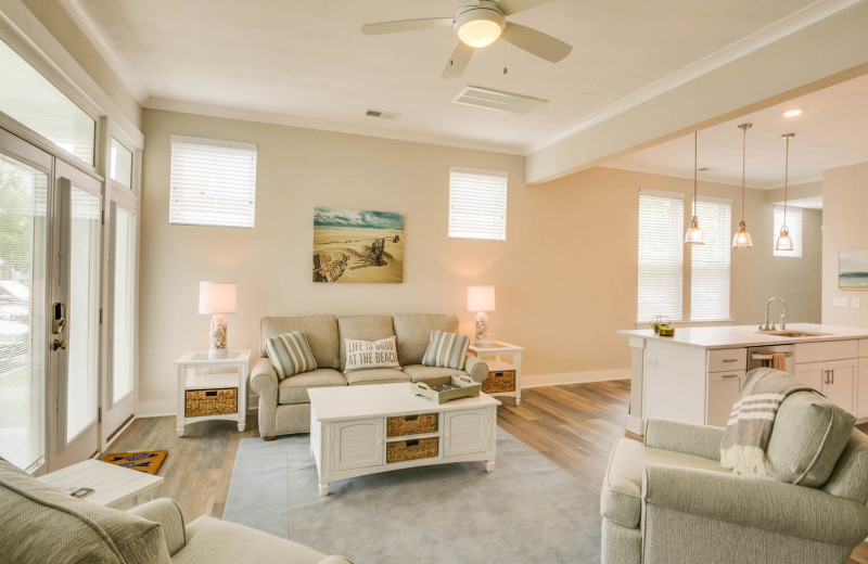 Rental living room at Coastal Accommodations.