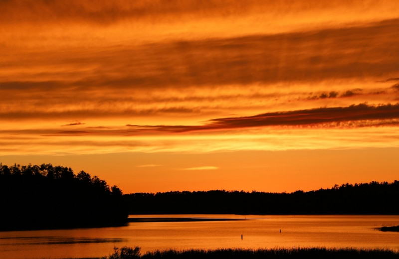 Sunset at The Pines of Kabetogama Resort.