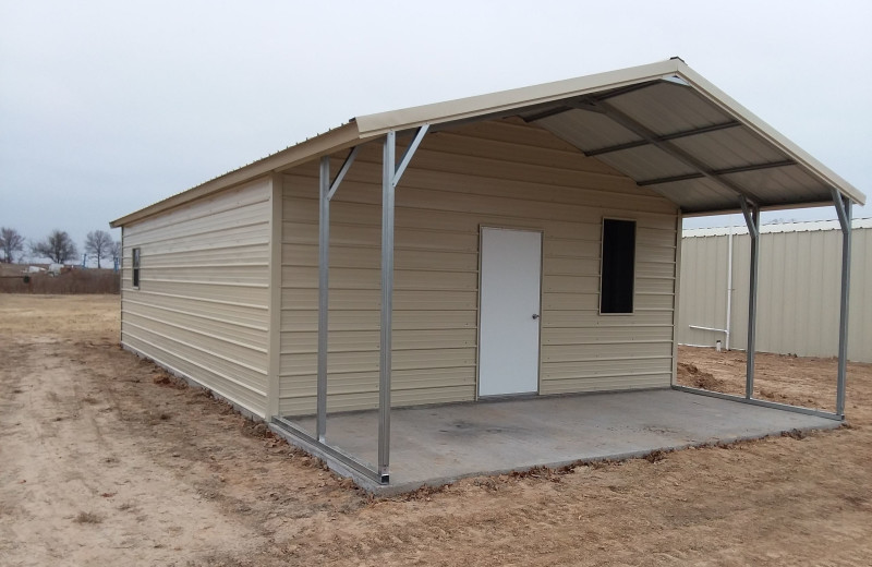 Cabin exterior at Mustang RV Ranch.