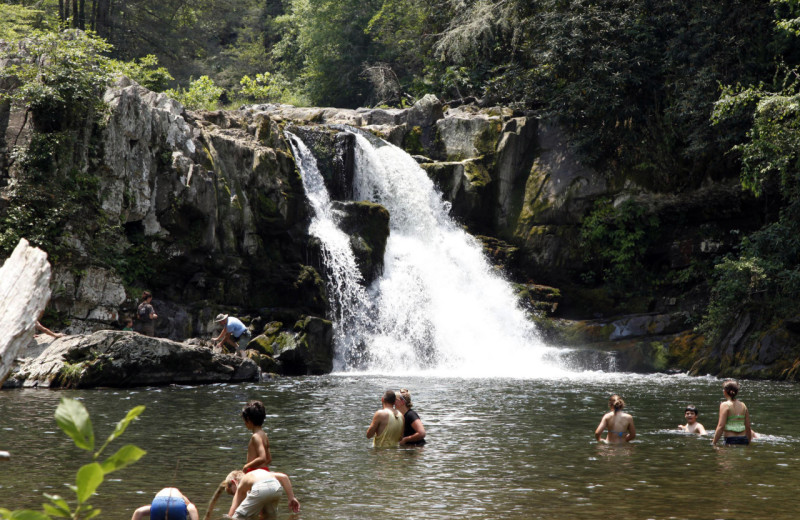 Waterfall at Smoky Creek Cabin Rentals.