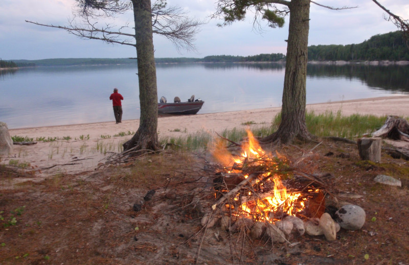 Bonfire at Maynard Lake Lodge and Outpost.