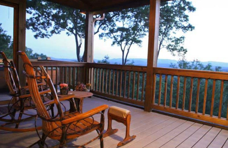 Cabin deck view at Mountain Getaway Cabin Rentals.