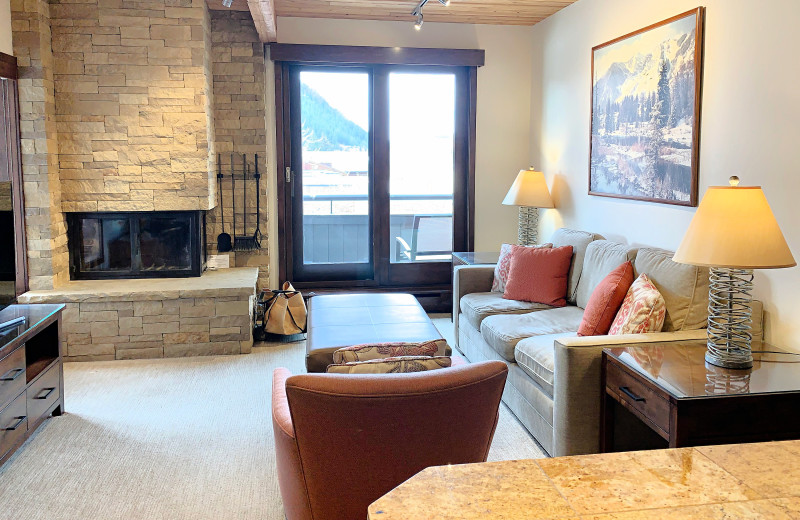 Guest room at Aspen Square Condominium Hotel.