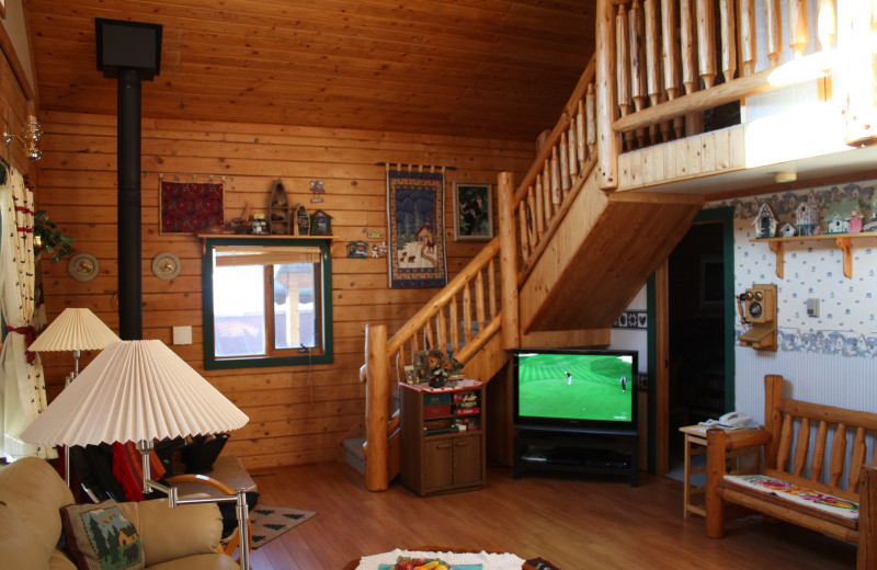 Cabin living room at Gingerbread Cabin.