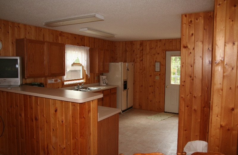 Cabin kitchen at Bay View Lodge.