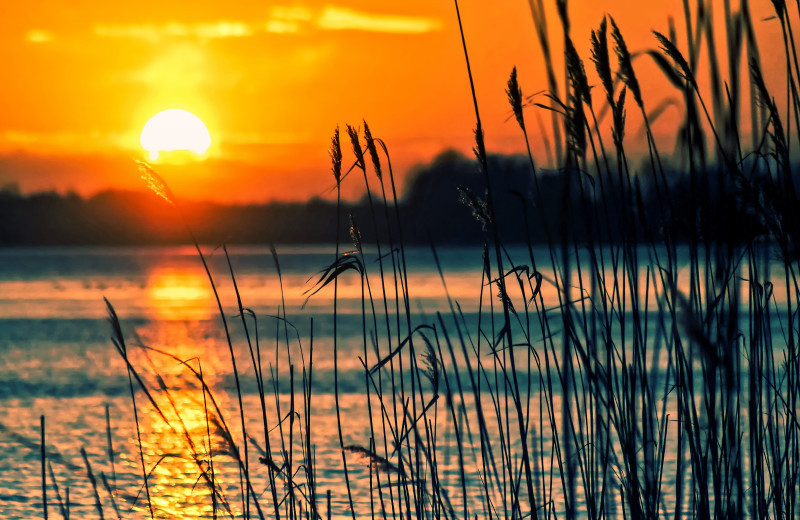 Sunset at River Bend's Resort & Walleye Inn.