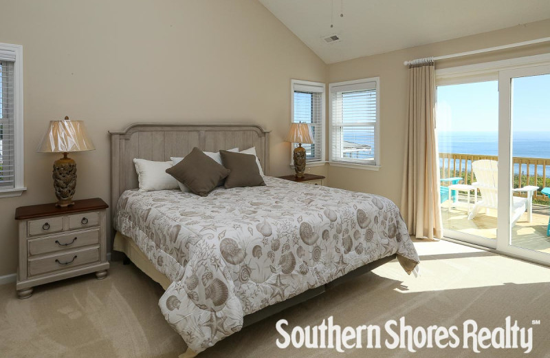 Rental bedroom at Southern Shores Realty.