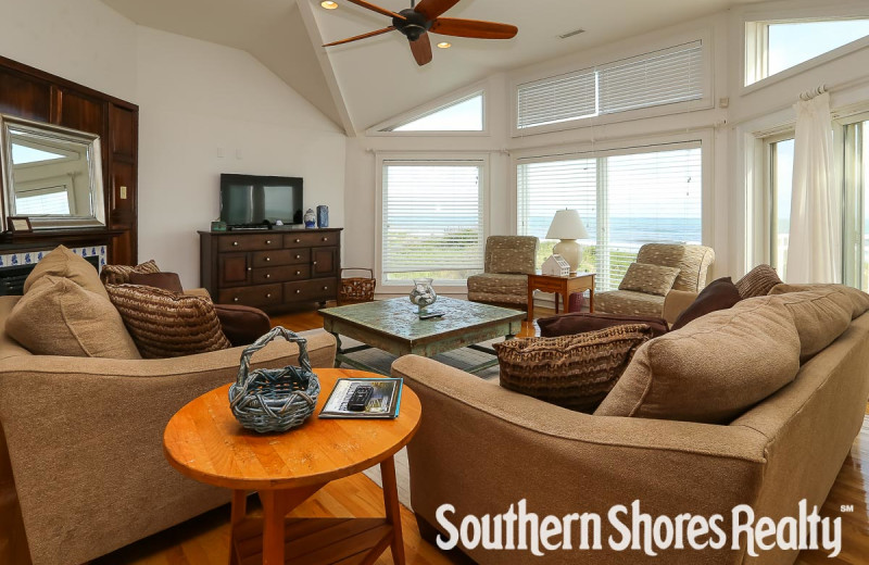 Rental living room at Southern Shores Realty.