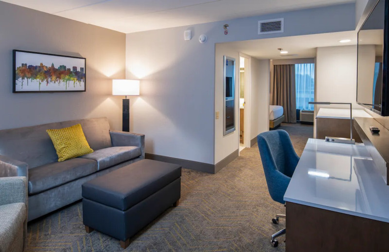 Guest room at DoubleTree by Hilton Madison East.