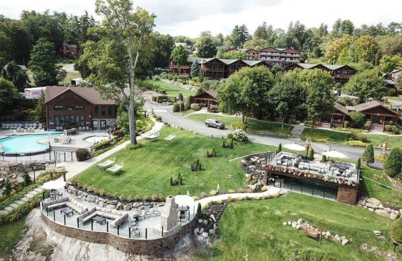 Aerial view of The Lodges at Cresthaven on Lake George.