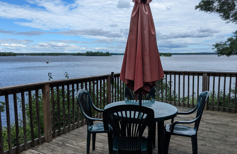 Cabin deck at Arrowhead Lodge & Resort.