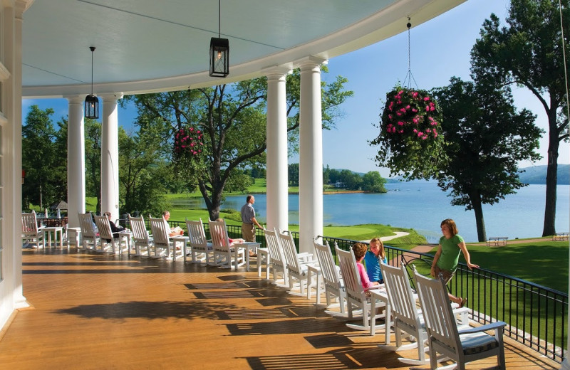 Relaxing on the porch at The Otesaga Resort Hotel.