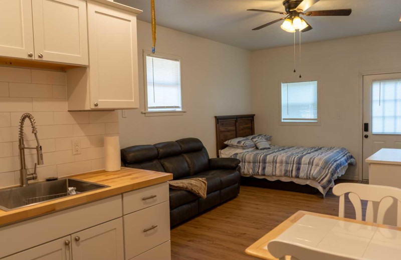 Cabin interior at Copper John's Resort.