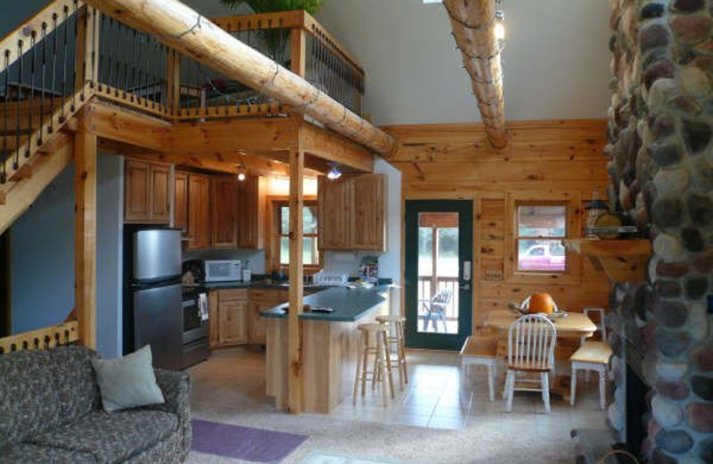 Cabin living area at Spot in the Woods Lodging.