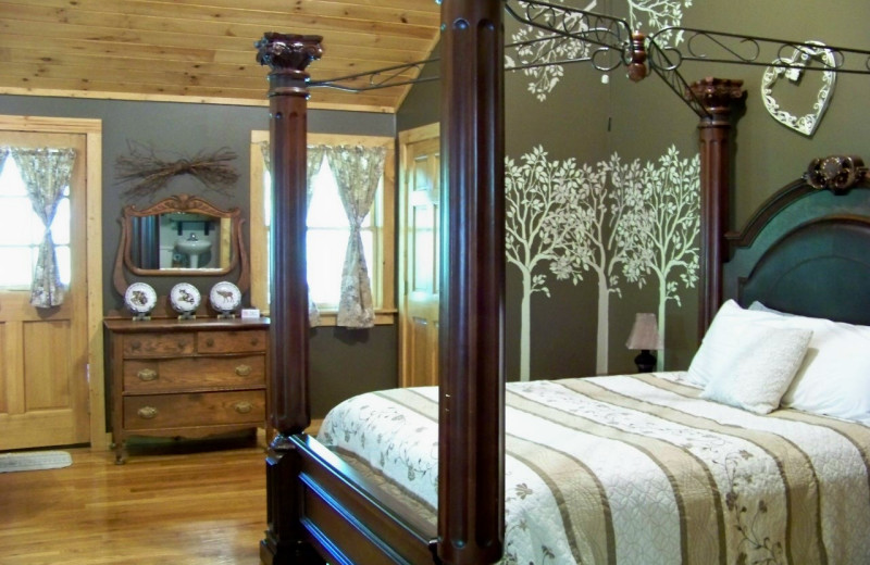 Cabin bedroom at Hocking Hills Cabins.