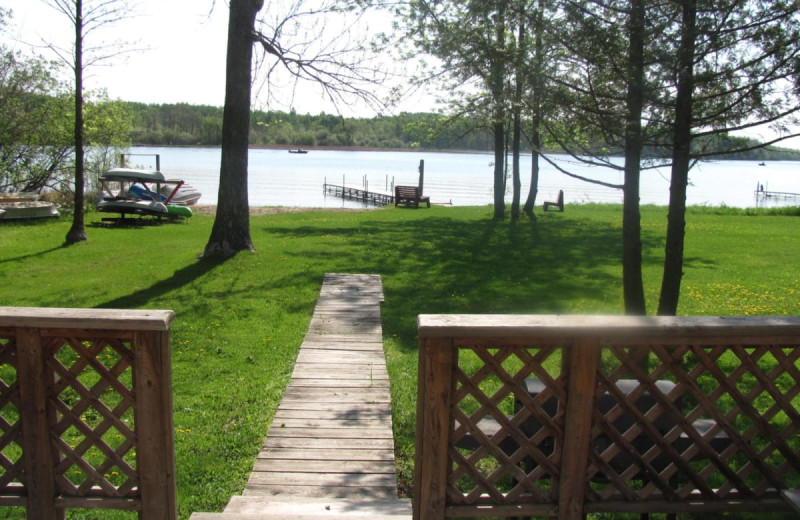 Cabin lake view at Rising Eagle Resort.
