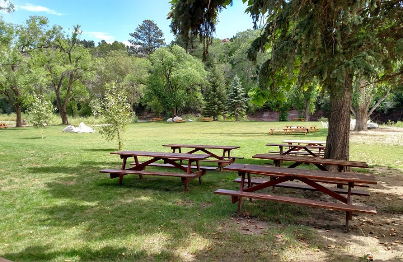 Picnic area at  Sylvan Dale Guest Ranch.