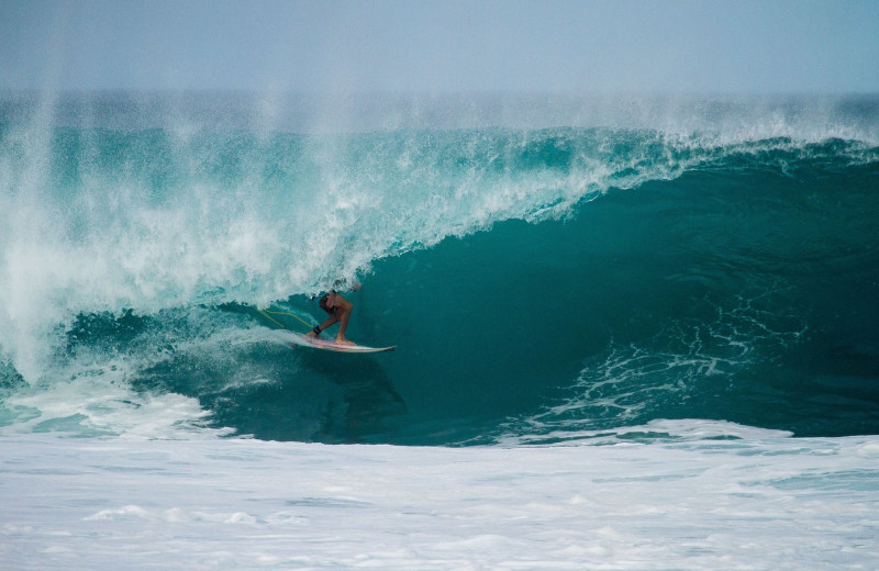 Surfing at Aqua Breeze Inn.