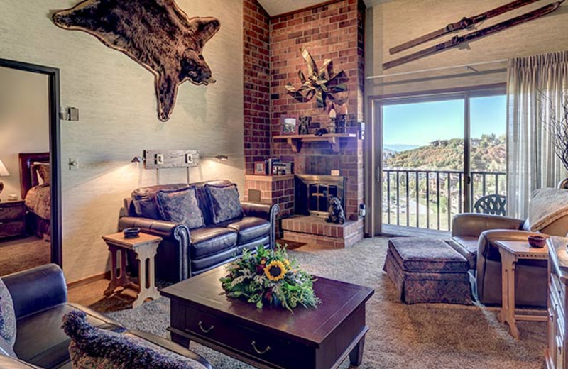 Rental living room at Bear Claw Condominiums.