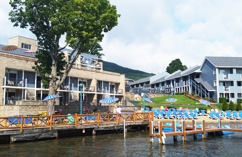 Exterior view of Surfside on the Lake Hotel & Suites.