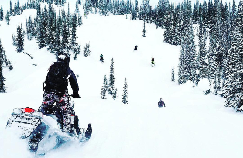 Snowmobiling at Unity College Sky Lodge.