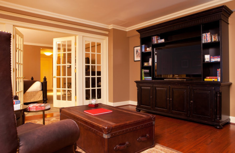 Baseball Suite living room at Hotel Commonwealth.