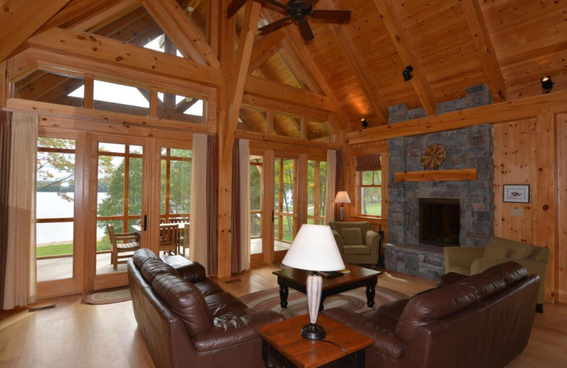 Cottage living room at Port Cunnington Lodge & Resort.