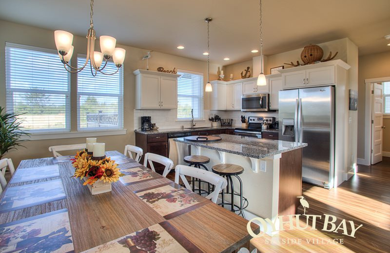 Rental kitchen at Oyhut Bay Seaside Village.