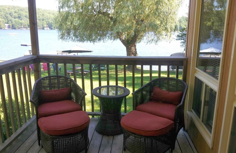 Cottage porch at Ogopogo Resort.